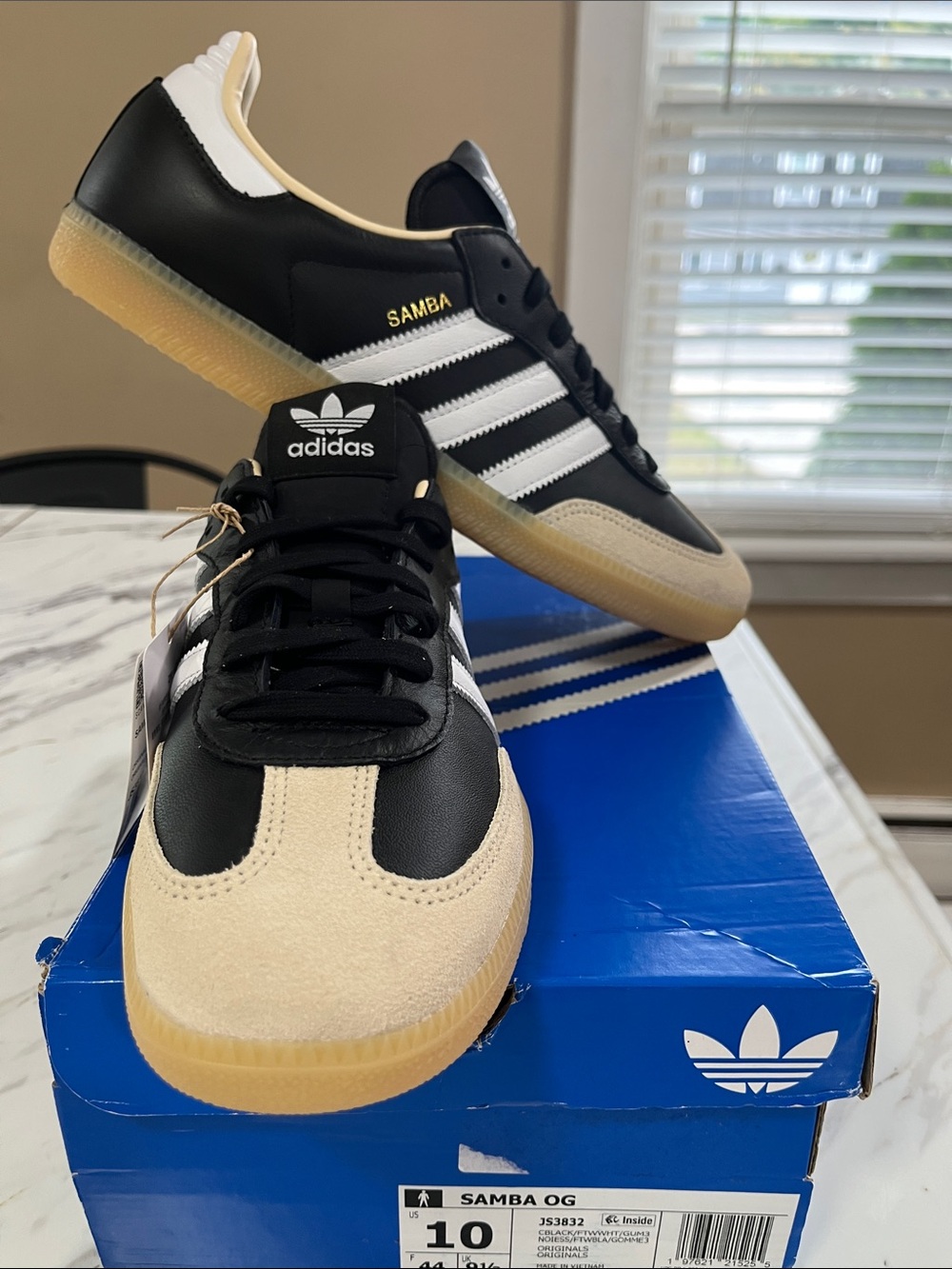 adidas Samba OG Men's Black and Cream Sneakers
